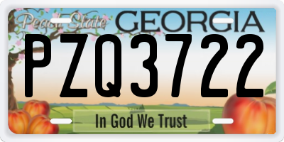 GA license plate PZQ3722