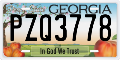 GA license plate PZQ3778