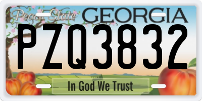 GA license plate PZQ3832