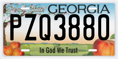 GA license plate PZQ3880