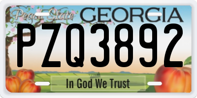 GA license plate PZQ3892