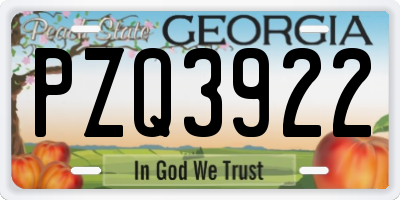 GA license plate PZQ3922