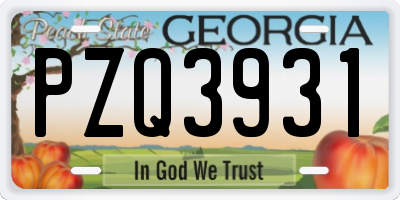 GA license plate PZQ3931