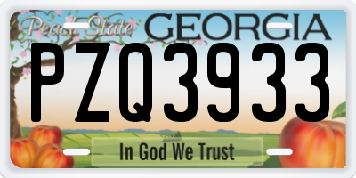 GA license plate PZQ3933