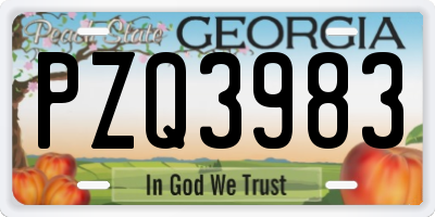 GA license plate PZQ3983