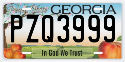 GA license plate PZQ3999