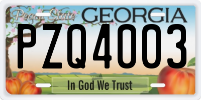 GA license plate PZQ4003