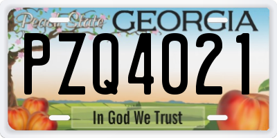 GA license plate PZQ4021