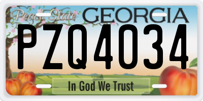 GA license plate PZQ4034