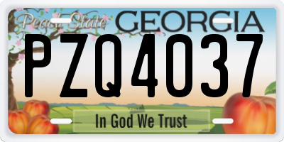 GA license plate PZQ4037