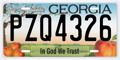 GA license plate PZQ4326