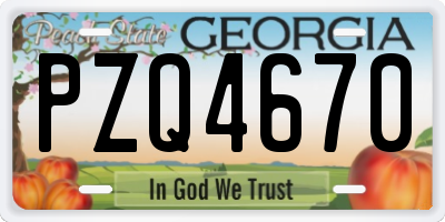 GA license plate PZQ4670