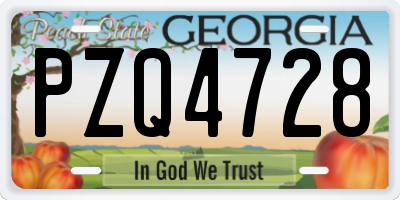 GA license plate PZQ4728