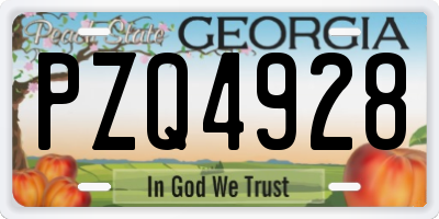 GA license plate PZQ4928