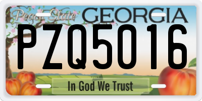 GA license plate PZQ5016