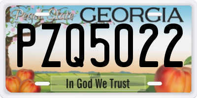 GA license plate PZQ5022
