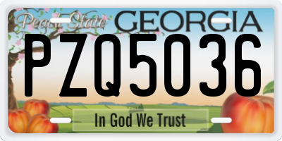 GA license plate PZQ5036