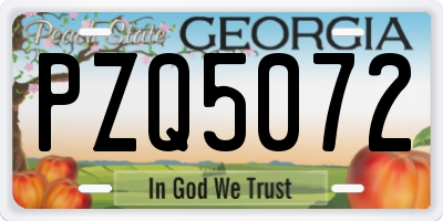 GA license plate PZQ5072