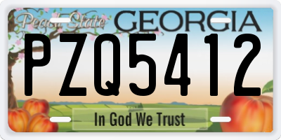 GA license plate PZQ5412