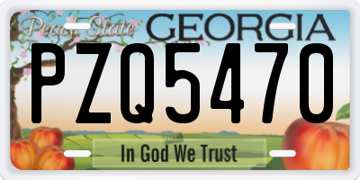 GA license plate PZQ5470