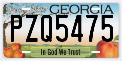 GA license plate PZQ5475