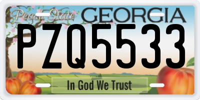 GA license plate PZQ5533