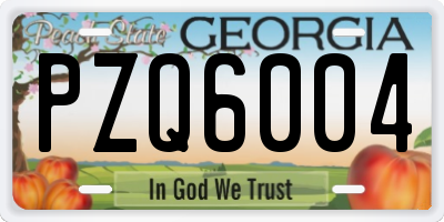 GA license plate PZQ6004