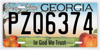 GA license plate PZQ6374