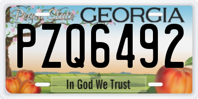 GA license plate PZQ6492