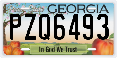 GA license plate PZQ6493