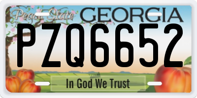 GA license plate PZQ6652