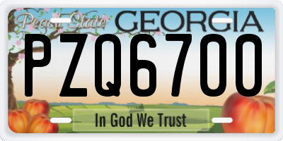 GA license plate PZQ6700