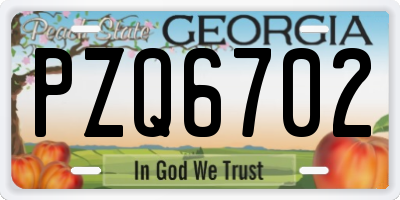 GA license plate PZQ6702