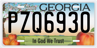 GA license plate PZQ6930