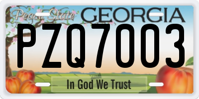 GA license plate PZQ7003