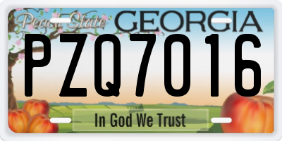 GA license plate PZQ7016