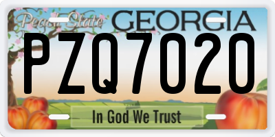 GA license plate PZQ7020