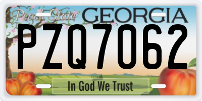 GA license plate PZQ7062