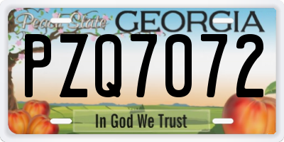 GA license plate PZQ7072