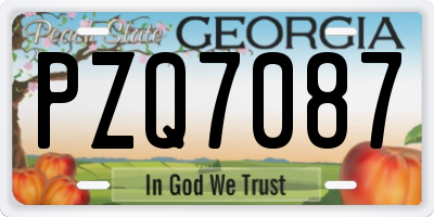 GA license plate PZQ7087