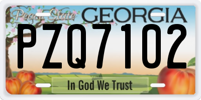 GA license plate PZQ7102