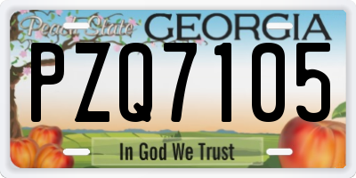 GA license plate PZQ7105