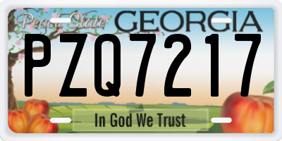 GA license plate PZQ7217