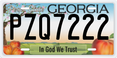 GA license plate PZQ7222