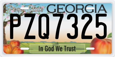 GA license plate PZQ7325