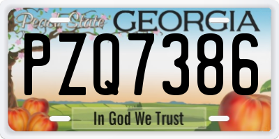 GA license plate PZQ7386
