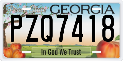 GA license plate PZQ7418