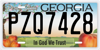 GA license plate PZQ7428