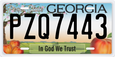 GA license plate PZQ7443