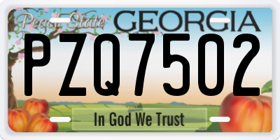 GA license plate PZQ7502
